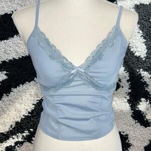 Garage Blue Lace Detail Top